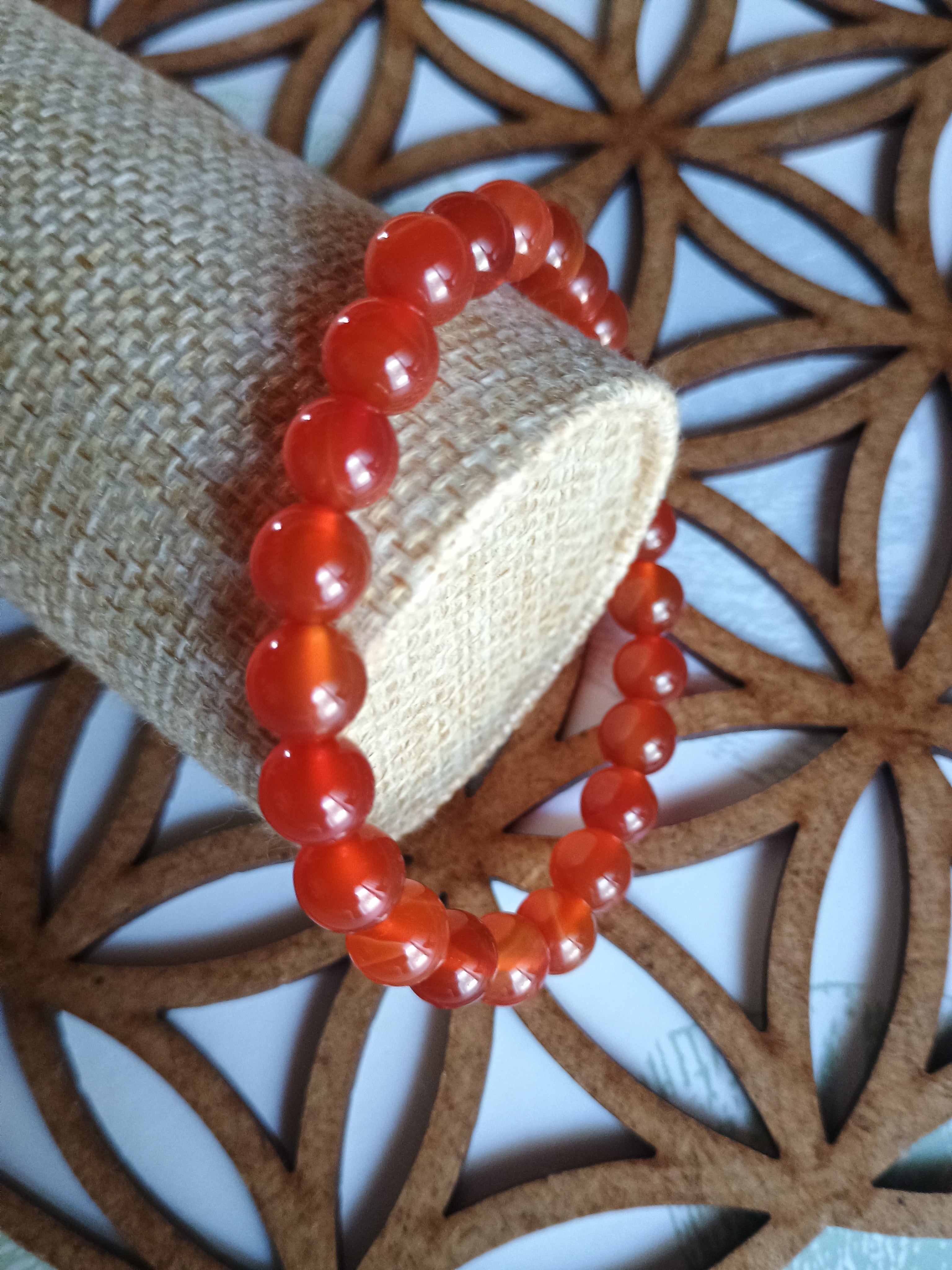Bracelet en Cornaline rouge 8mm
