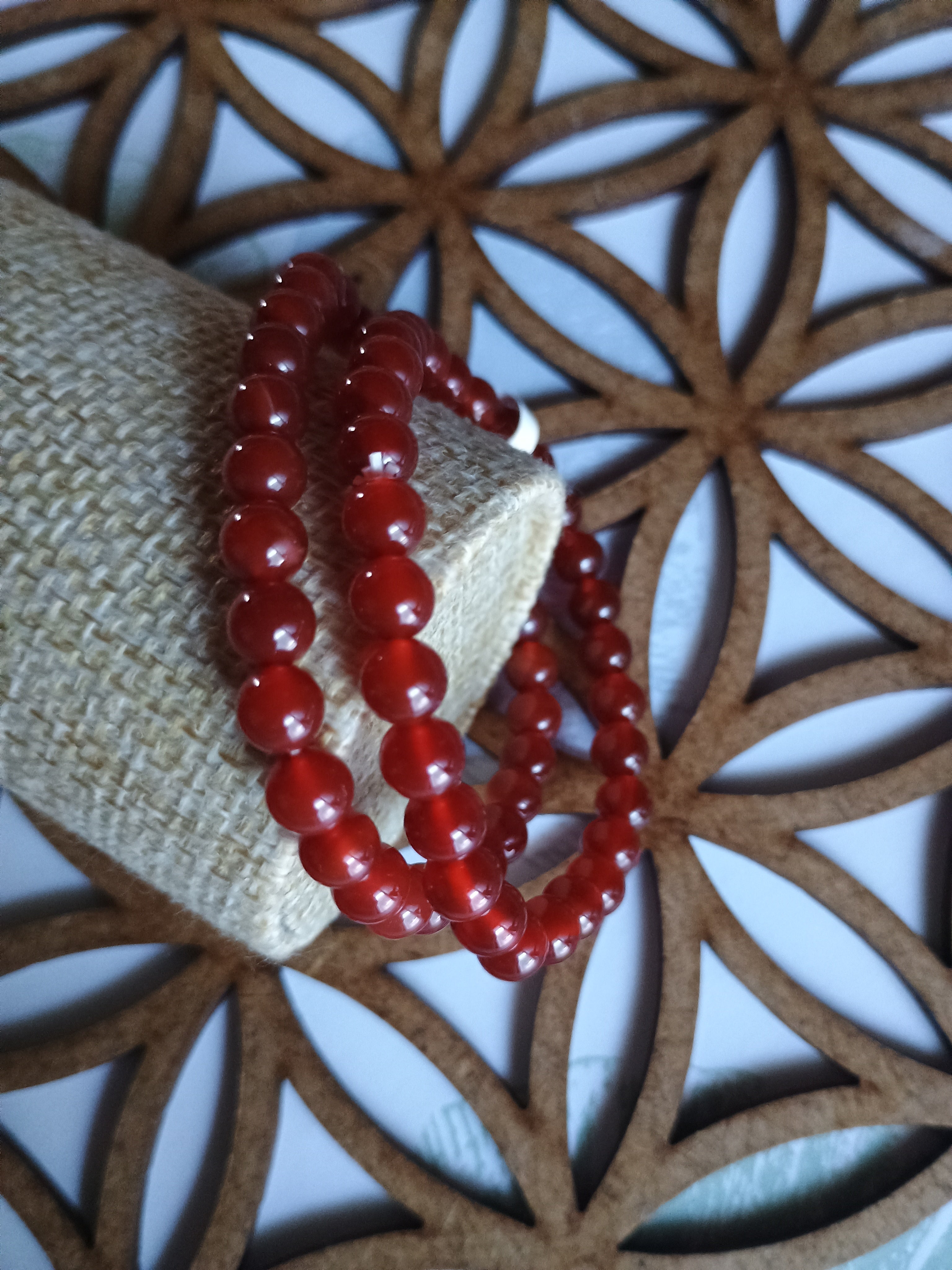 Bracelet en Agate rouge 6mm