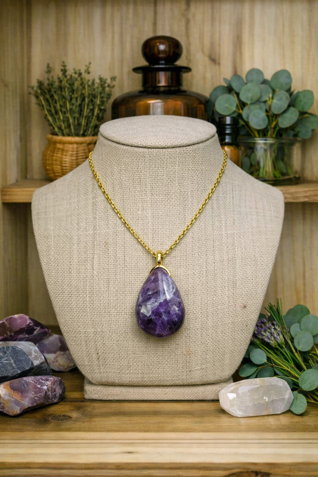 Pendentif goutte sautoir Améthyste